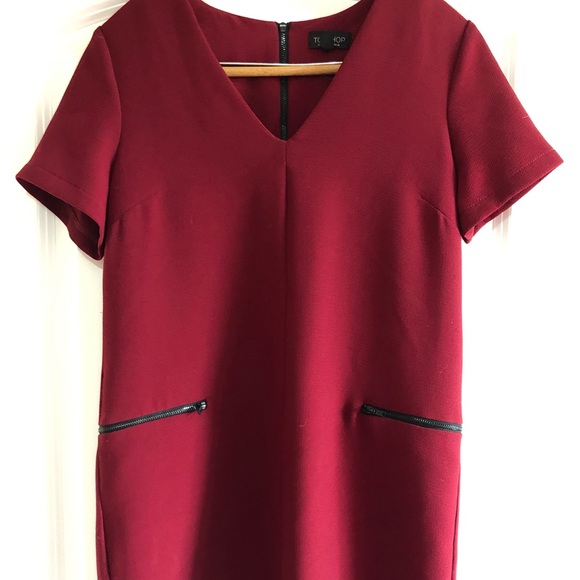 Topshop Burgundy Sheath Dress - Picture 1 of 4